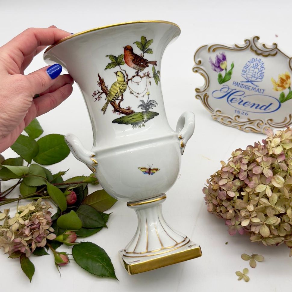 Ваза формы Медичи Herend Rothschild Bird 25 см Венгрия