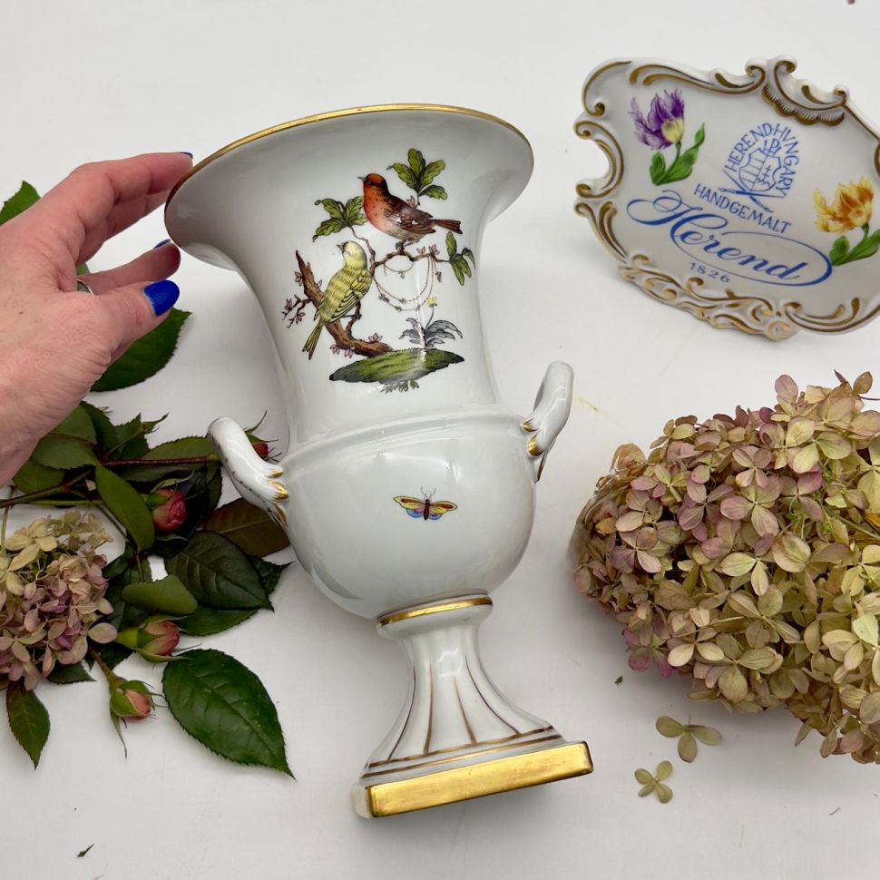 Ваза формы Медичи Herend Rothschild Bird 25 см Венгрия