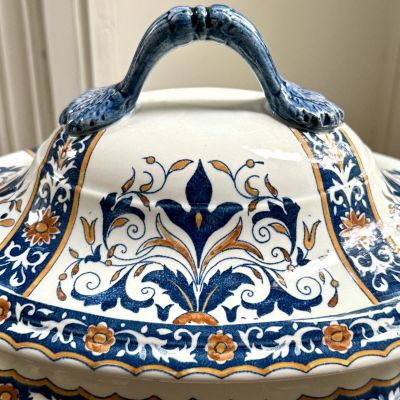 Супница террин на блюде Gien 2,3 л ручная роспись Франция