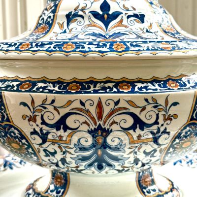 Супница террин на блюде Gien 2,3 л ручная роспись Франция