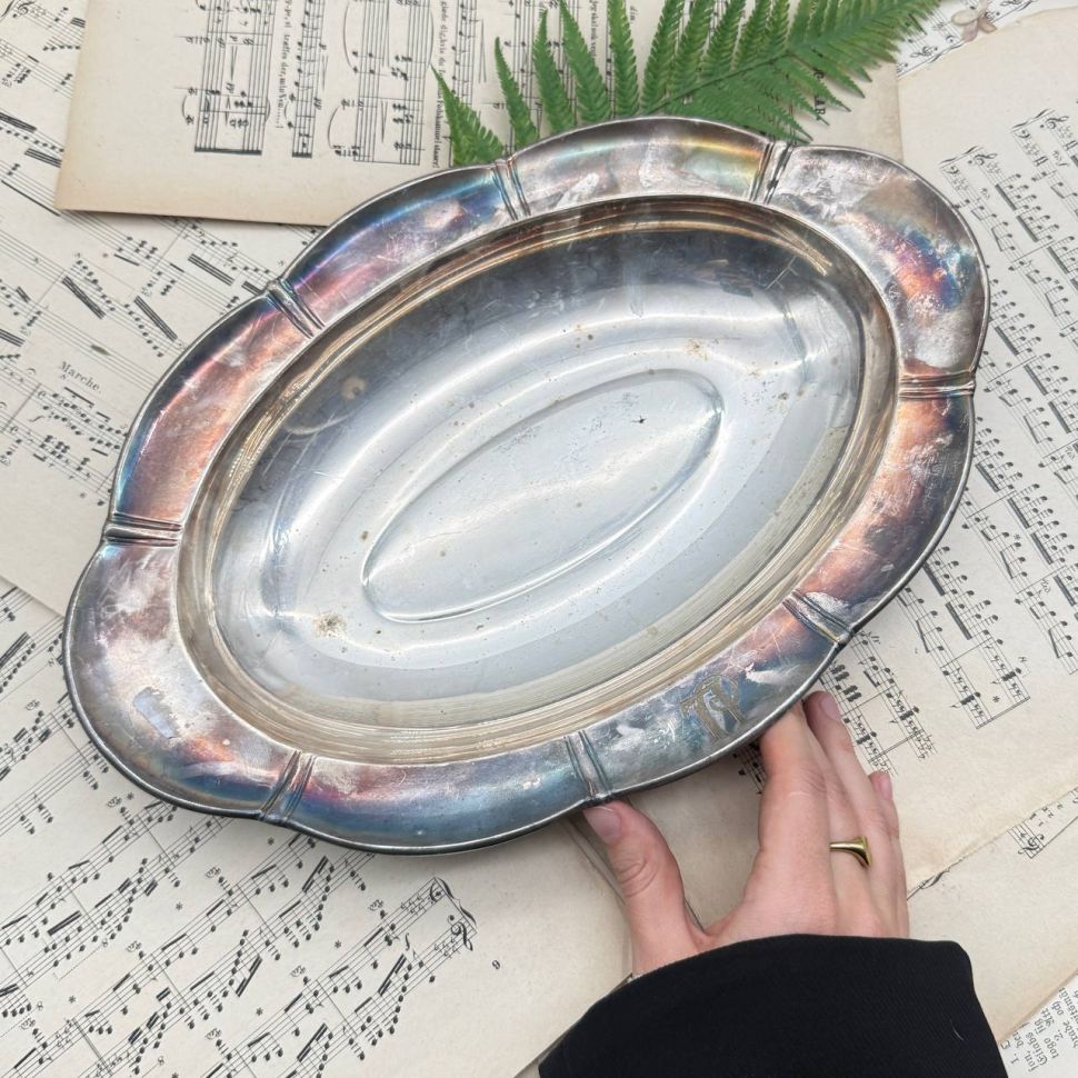 Блюдо поднос глубокое Christofle Gallia 35 см серебрение Франция