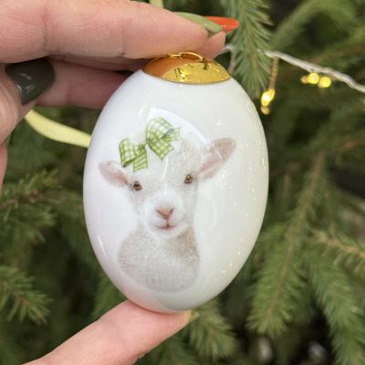 Подвес Яйцо пасхальное Hutschenreuther Ягненок 8 см фарфор Германия  