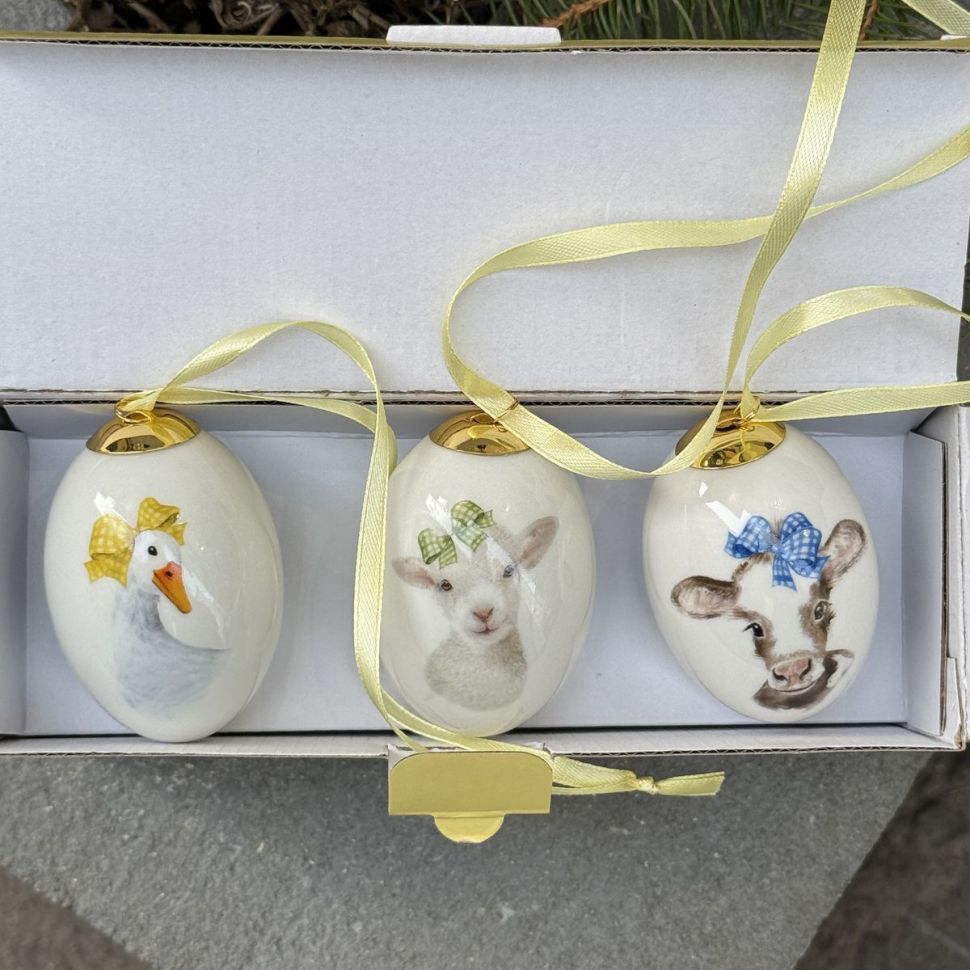 Подвес Яйцо пасхальное Hutschenreuther Ягненок 8 см фарфор Германия  