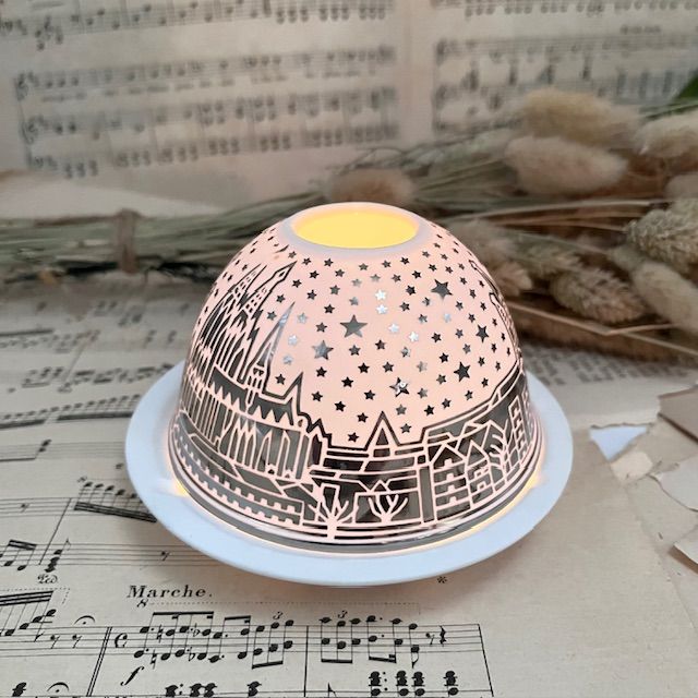 Подсвечник клош Hellmann Versand Starlight Собор 12 см бисквитный фарфор Германия