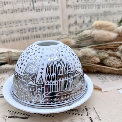 Подсвечник клош Hellmann Versand Starlight Собор 12 см бисквитный фарфор Германия