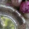 Блюдо сухарница на ножках 25 см серебрение