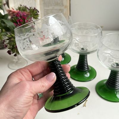 Бокал ремер Виноград 300 мл на зеленой ножке хрусталь 