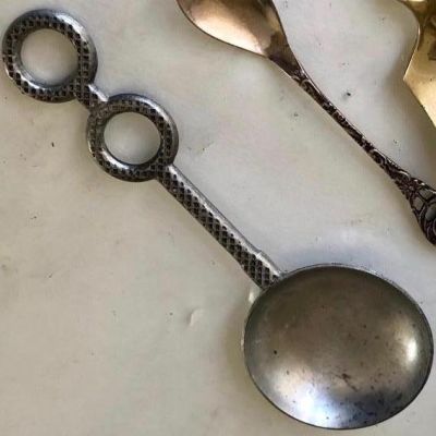 Ложка для сахара оловянная