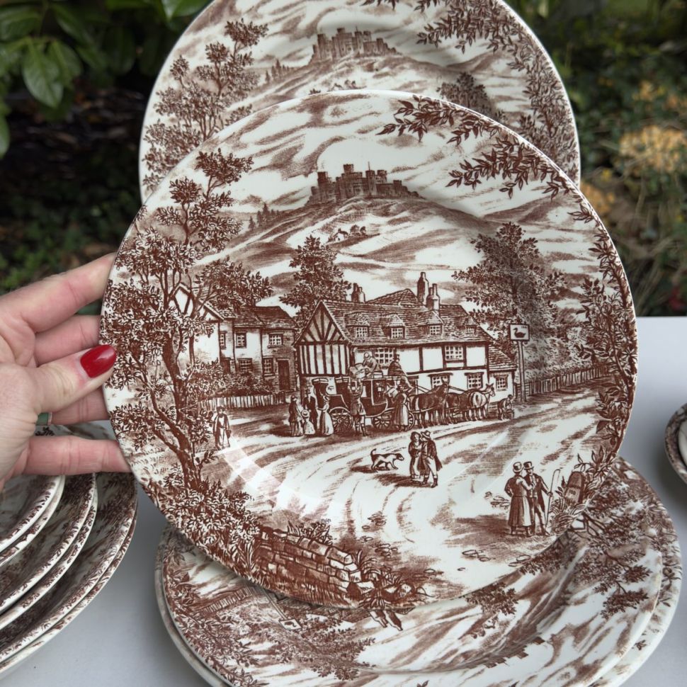 Тарелка J.Broadhurst & Sons Swan Inn 24 см Англия  