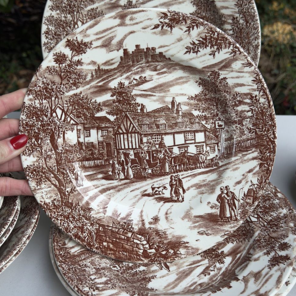 Тарелка J.Broadhurst & Sons Swan Inn 24 см Англия  