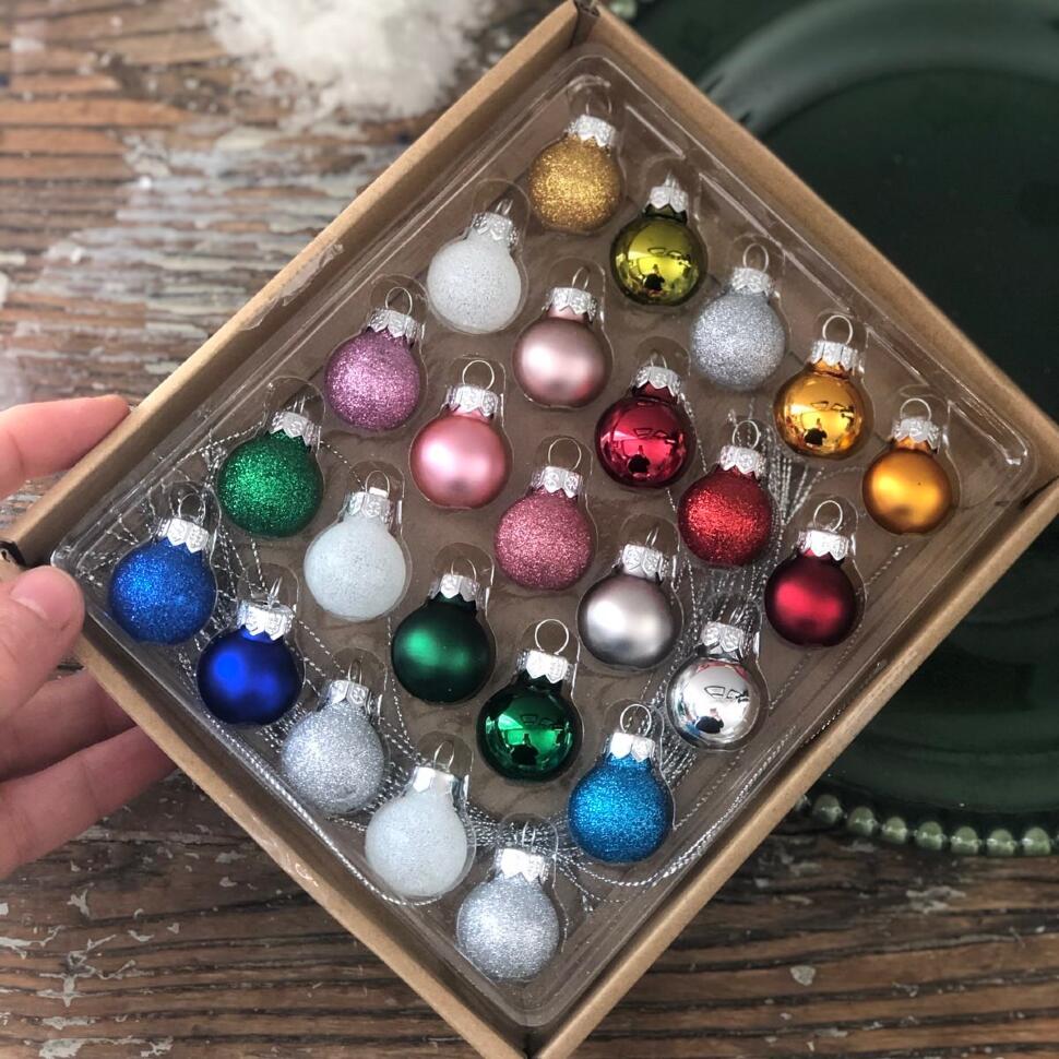 Шар елочный мини 2 см набор 25 шт стекло