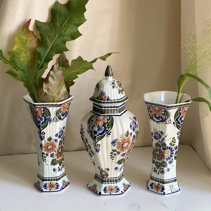 Ваза с крышкой 30 см Полихром Delft Голландия