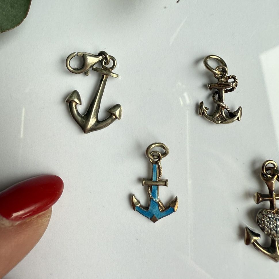 Подвеска голубой 1,6 см в стиле Thomas Sabo Якорь 925