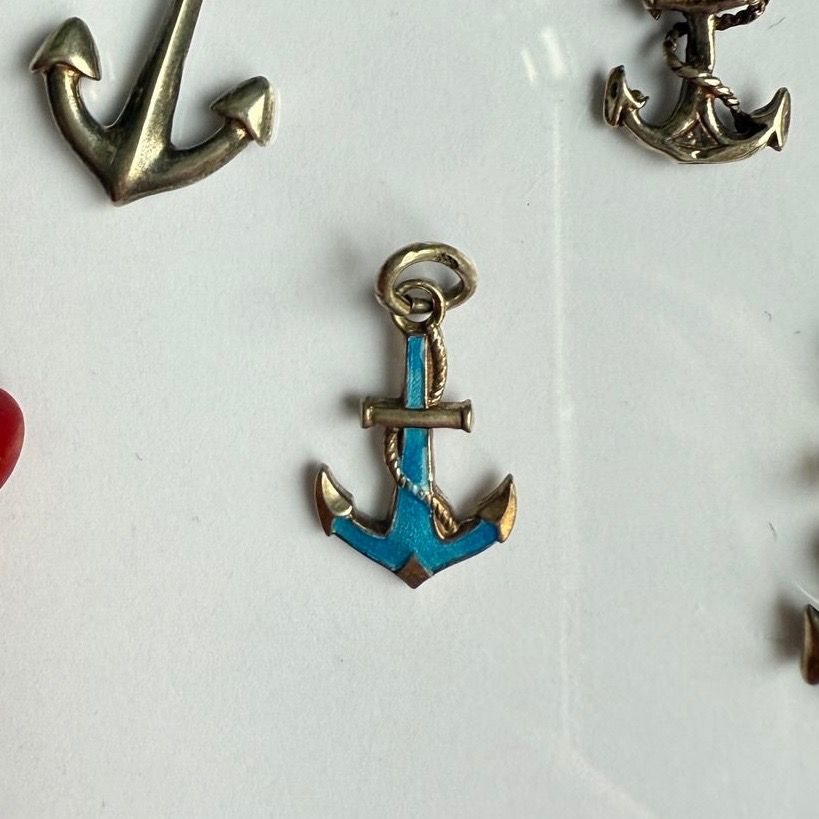 Подвеска голубой 1,6 см в стиле Thomas Sabo Якорь 925