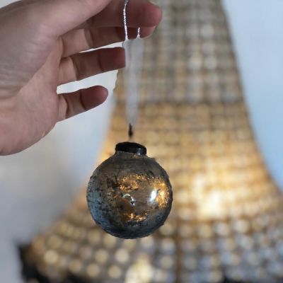 Шар елочный голубой с &quot;потертостями&quot;