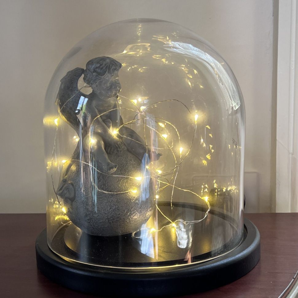 Клош с декором J-Line Ангел 23 см дерево стекло Бельгия