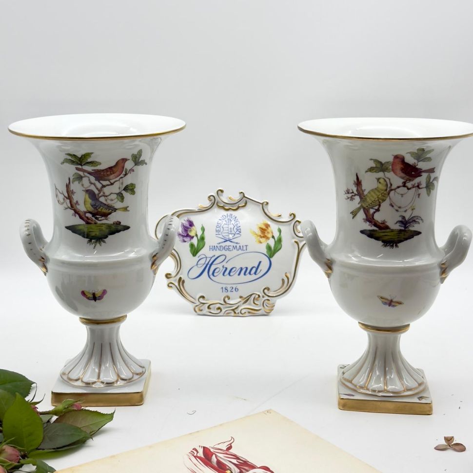 Ваза формы Медичи Herend Rothschild Bird 25 см Венгрия