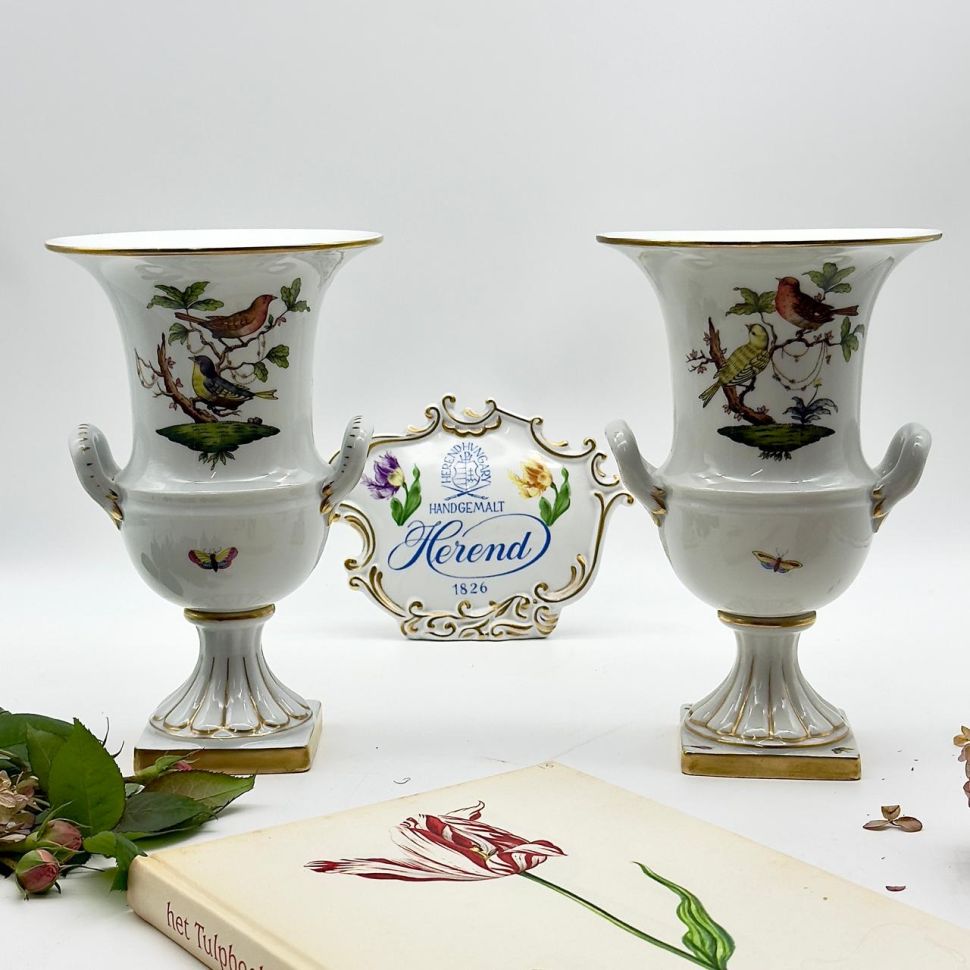 Ваза формы Медичи Herend Rothschild Bird 25 см Венгрия