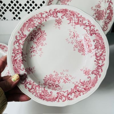 Тарелка глубокая ВиллеройБох Valeria красный 22 см Германия 1940-1970 гг.  