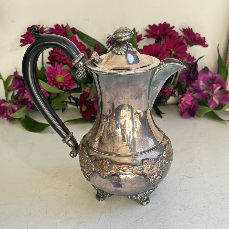 Чайник кофейник с бакелитовой ручкой 550 л мельхиор патина