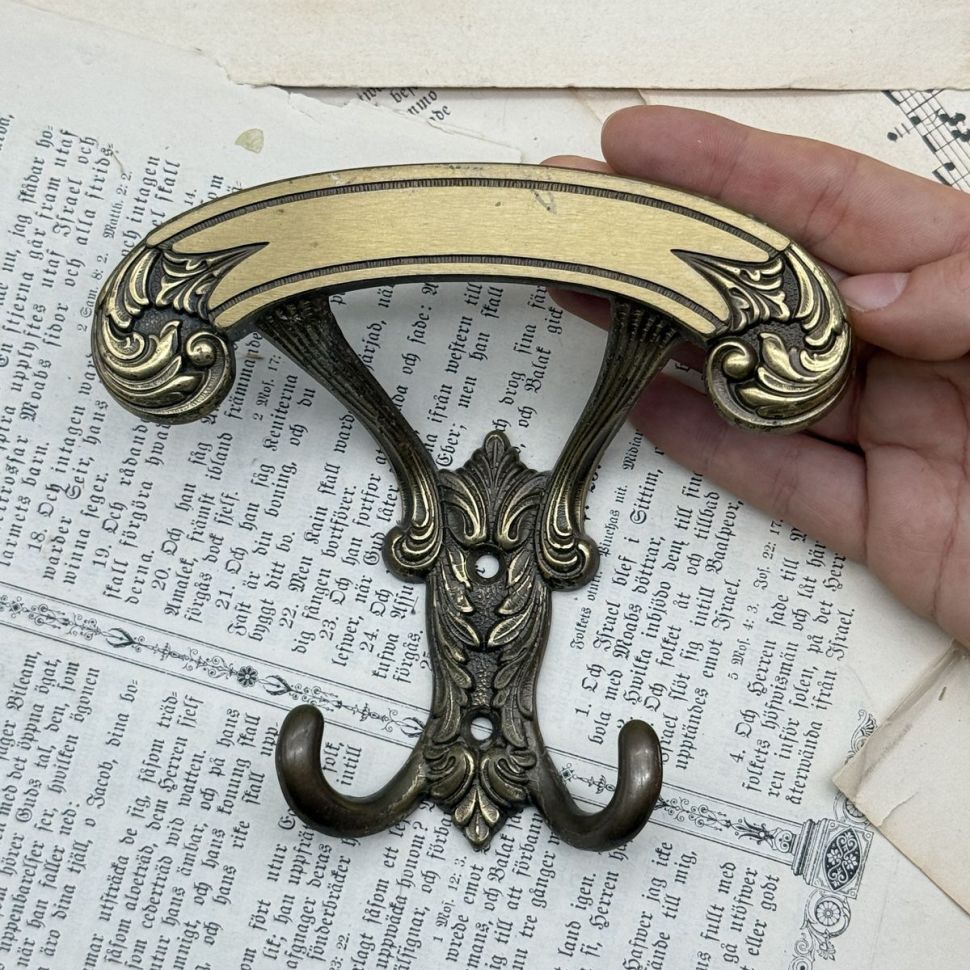 Вешалка крючок РЕТРО 14 см Италия латунь 