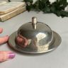 Масленка паштетница с крышкой 13 см сталь серебрение
