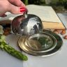 Масленка паштетница с крышкой 13 см сталь серебрение