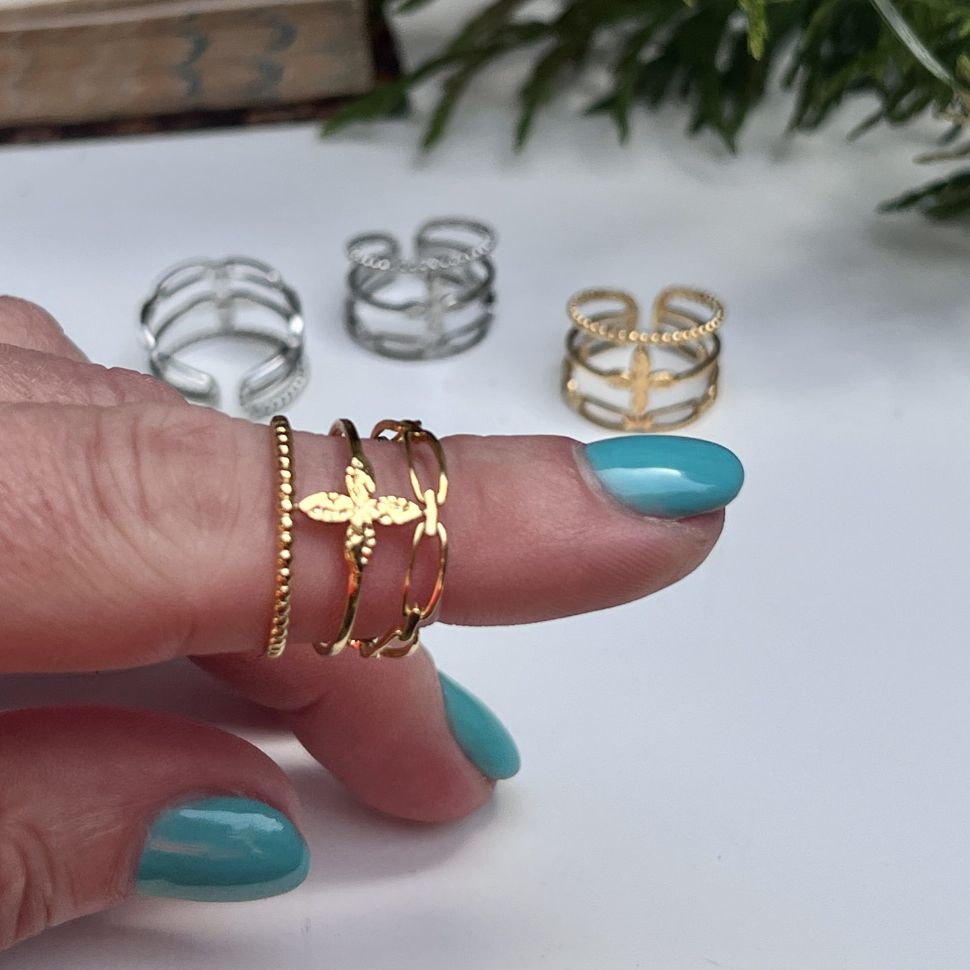 Кольцо символ Цепь Четырехлистник золочение