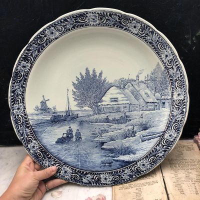 Блюдо огромное Дельфт Delft с росписью