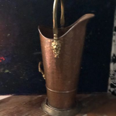 Зольник ведро 40 см медь латунь керамика на ручке