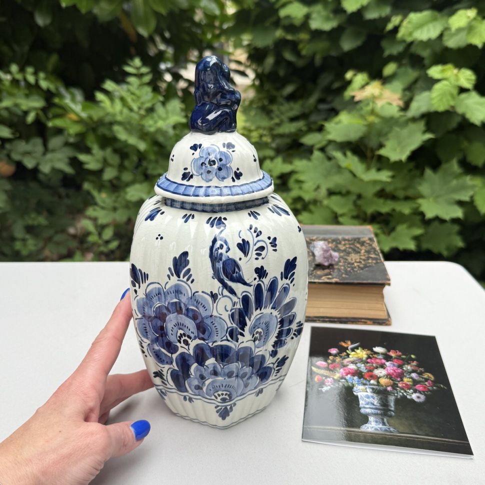 Ваза чайница с крышкой Delft 27 см Голландия реставрация