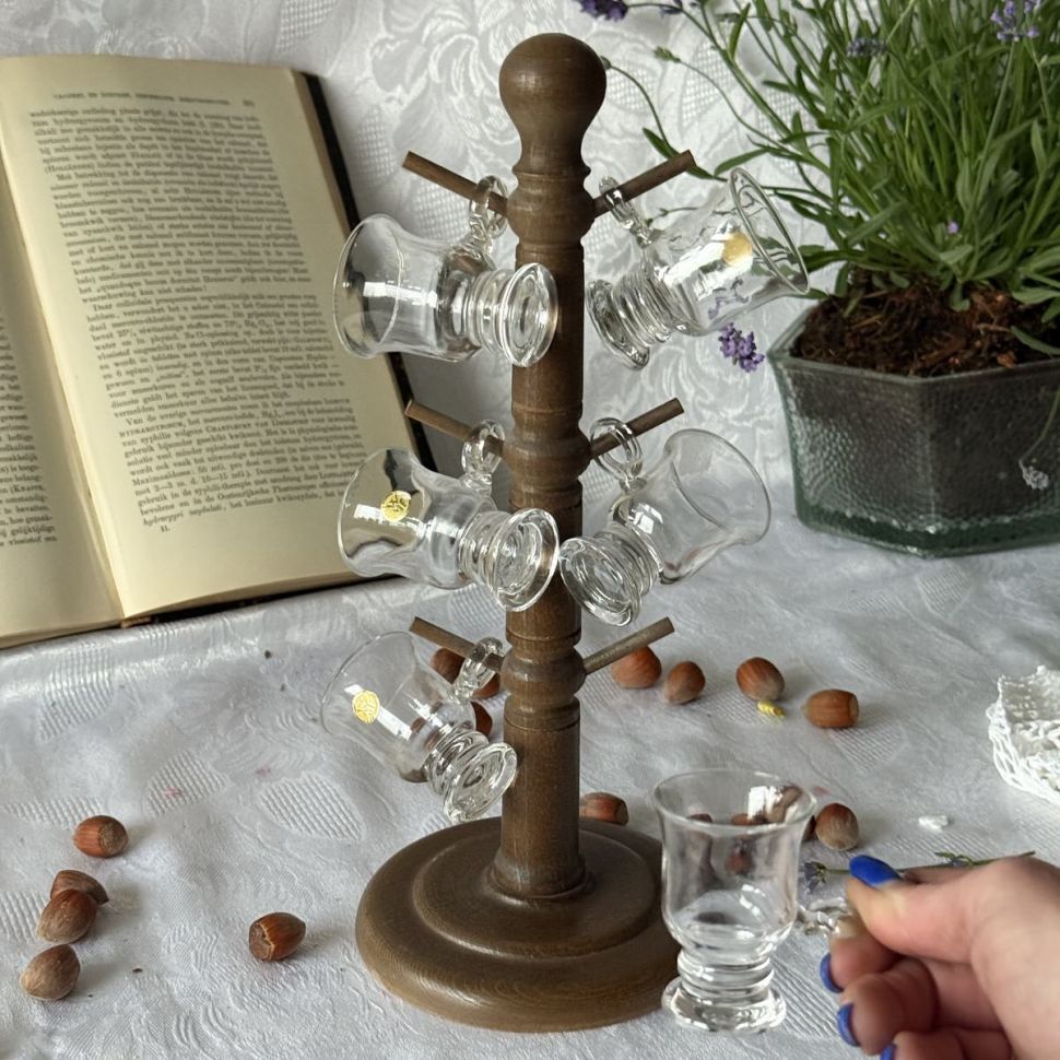 Рюмки 5 шт на деревянной подставке WMF набор Германия