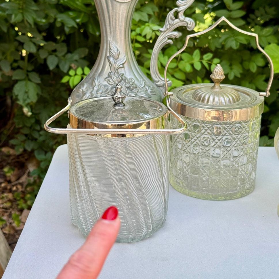 Бисквитница 17 см хрустальное стекло серебрение