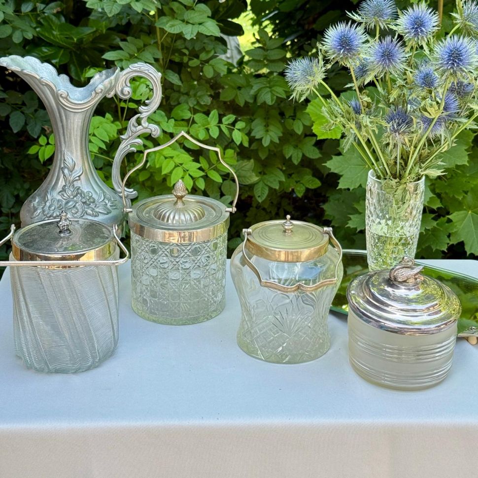 Бисквитница 17 см хрустальное стекло серебрение