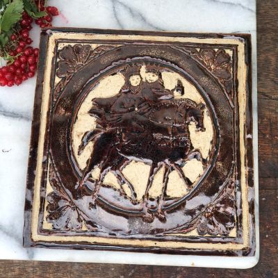  Изразец панно На лошади керамика