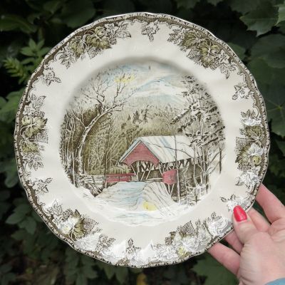 Тарелка Johnson Bros The Friendly Village Крытый мост 27см Англия