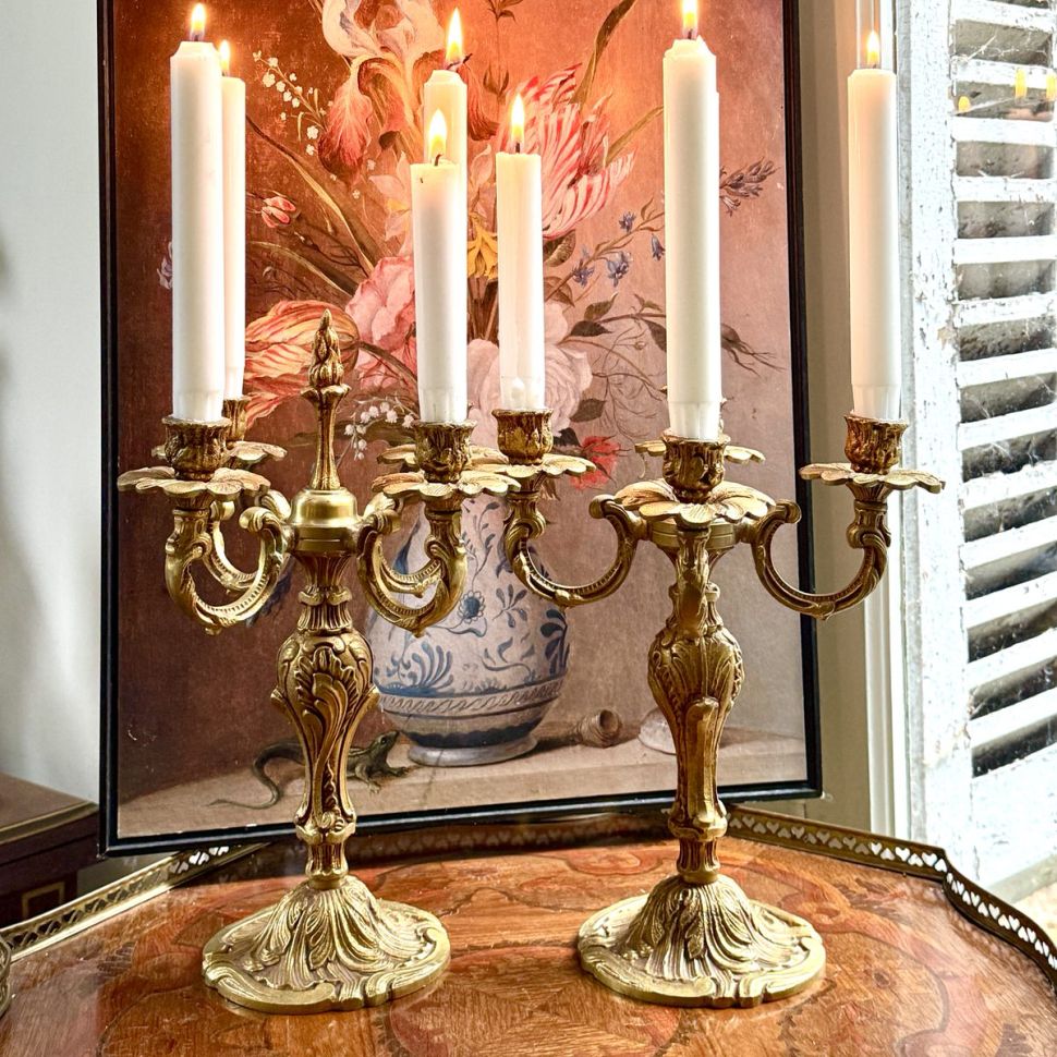 Подсвечник на четыре свечи 31 см Франция латунь 