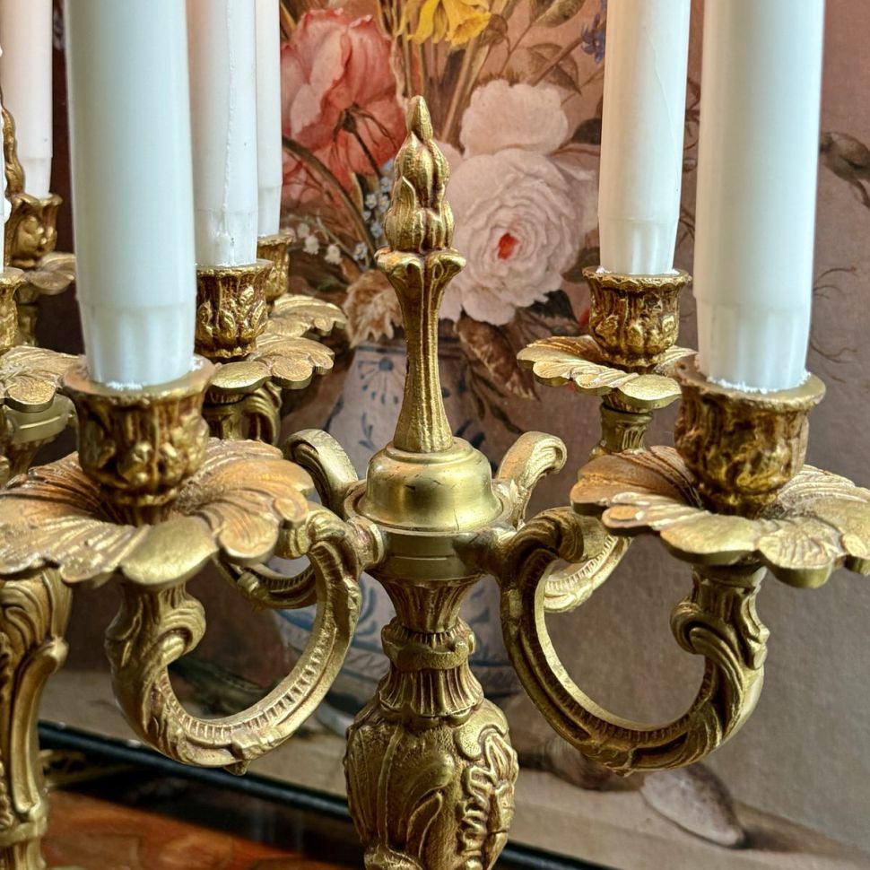 Подсвечник на четыре свечи 31 см Франция латунь 