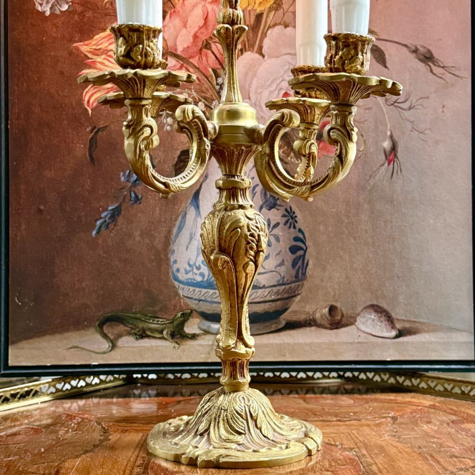 Подсвечник на четыре свечи 31 см Франция латунь 