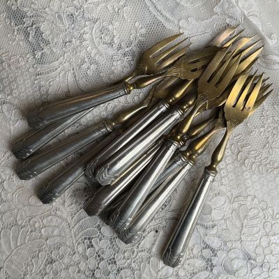 Вилка десертная 17 см серебрение золочение Франция Ардеко