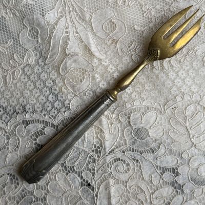 Вилка десертная 17 см серебрение золочение Франция Ардеко