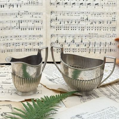 Молочник и сахарница MR модерн мельхиор серебрение Англия
