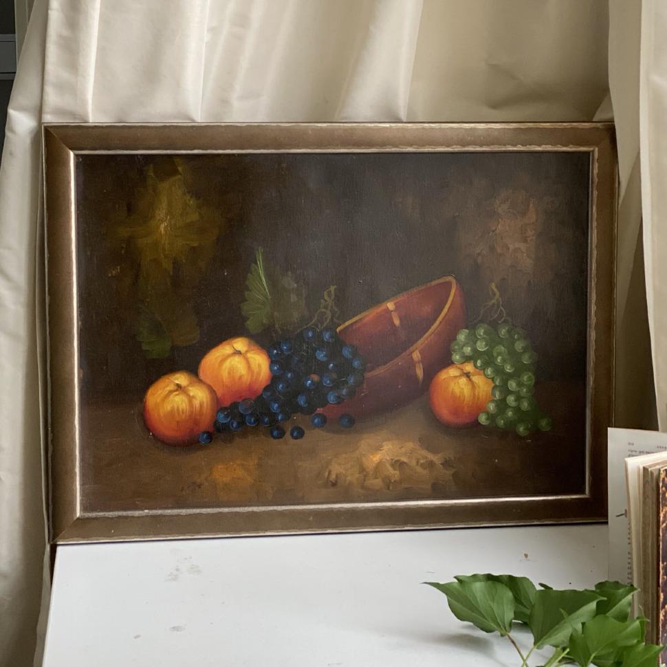 Картина натюрморт Фрукты 39х54 см масло доске в деревянной раме