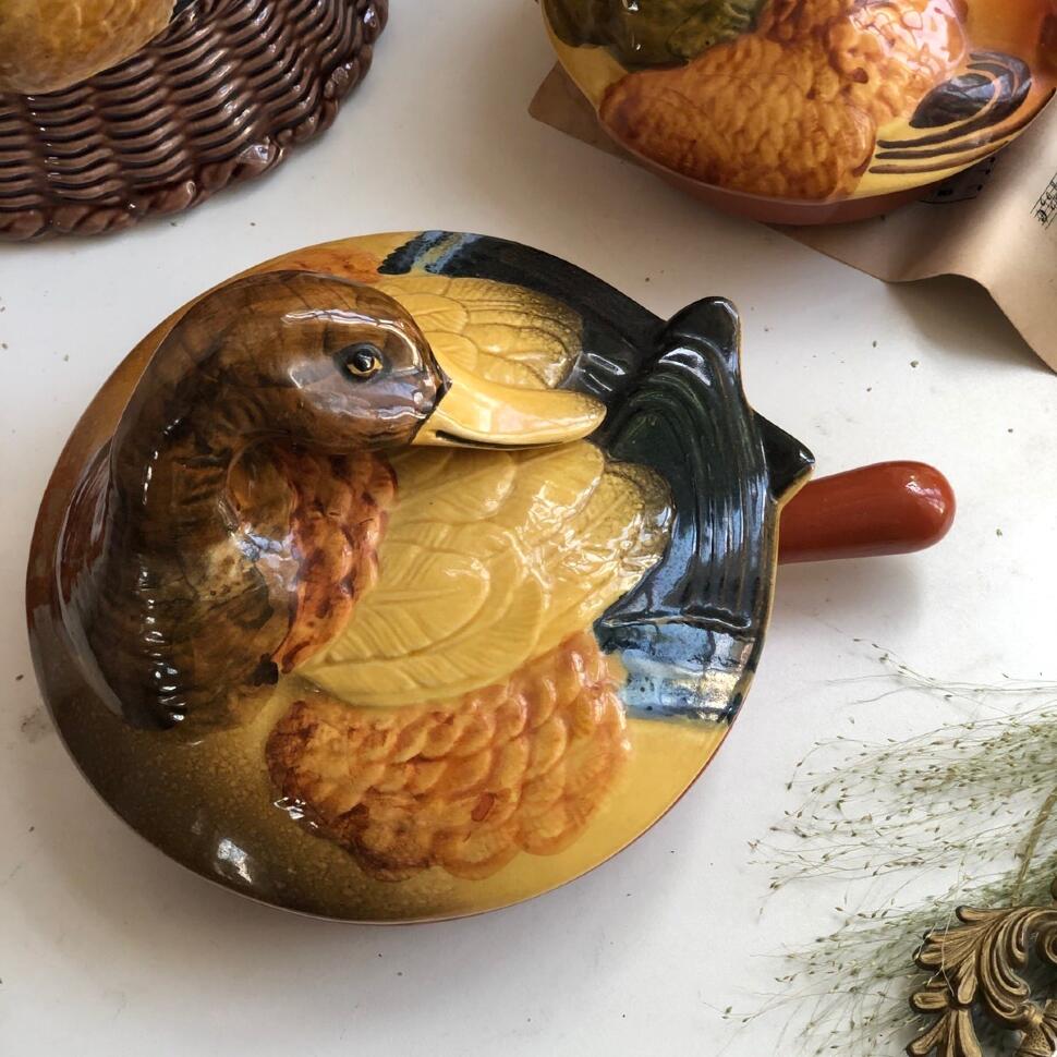 Форма сковорода для запекания с крышкой Утка керамика