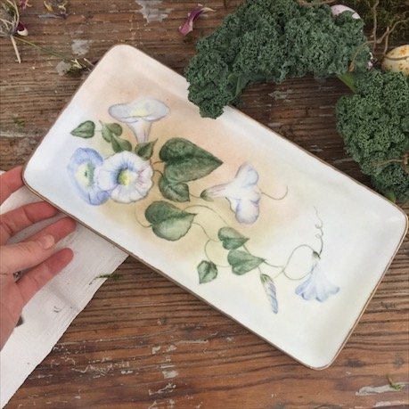 Фарфоровый поднос Seltann 1980 г. с росписью