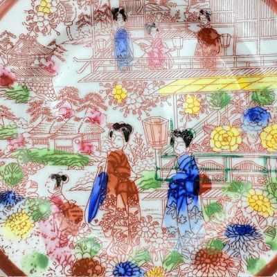 Тарелка Гейши в парке 17 см фарфор Япония