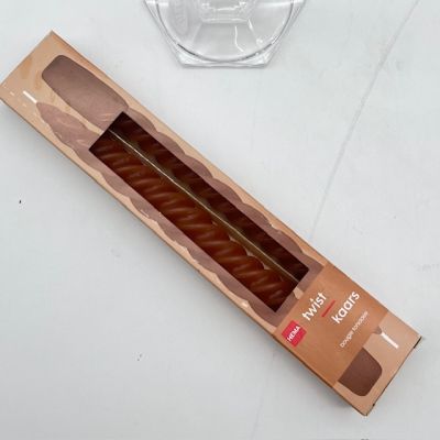 Свеча витая 25 см бежевая набор 2 шт