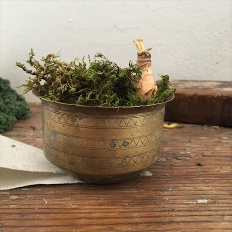 Кашпо малое с рифленым краем латунь