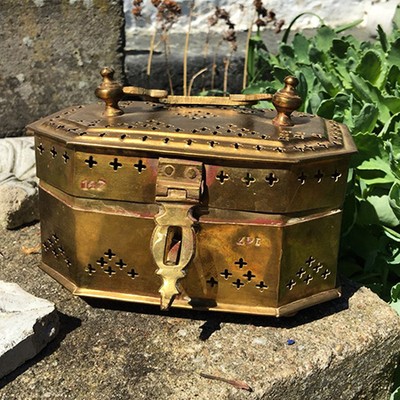 Дорожная мыльница шкатулка медная