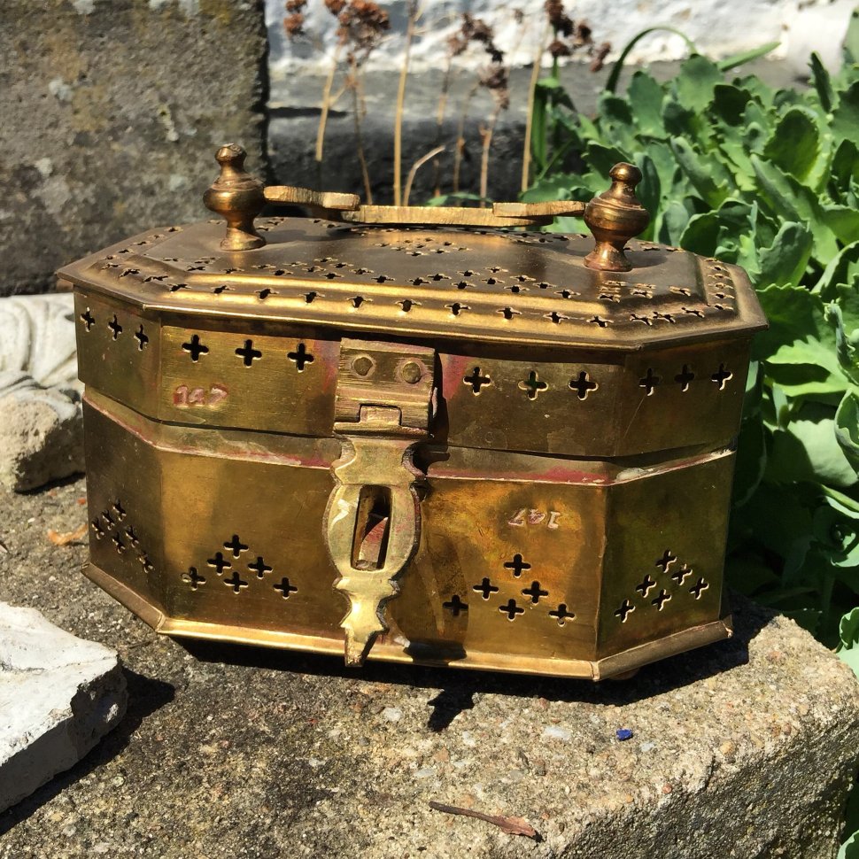 Дорожная мыльница шкатулка медная